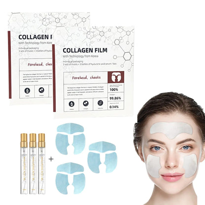 Skynpure-Pure Collagen Films Collagen Supplement Film Melting Collagen Film Highprime Collagen Film for Face With Protein Essence (6 facial masks + 6 bottles of essence water)